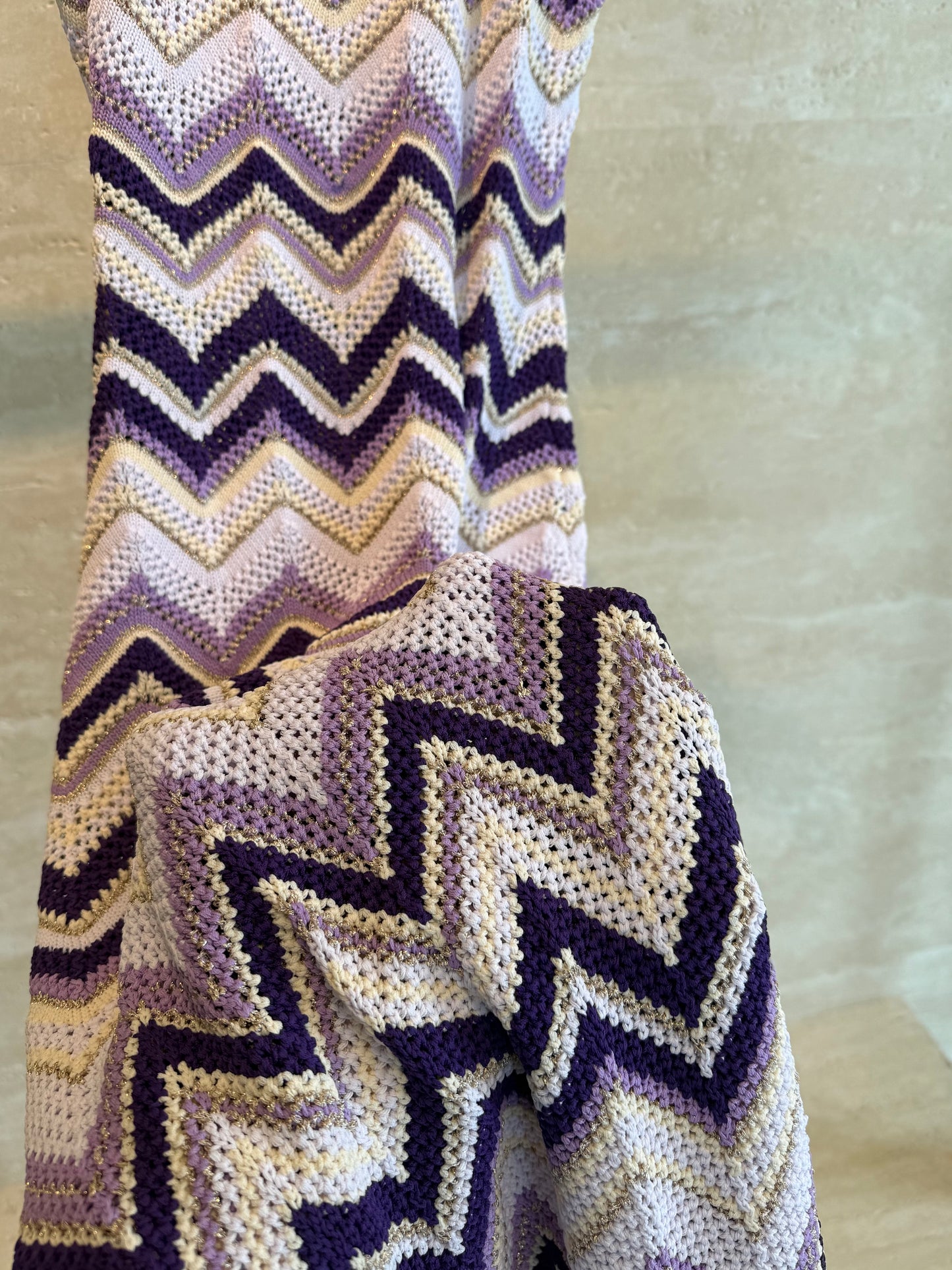 Maje Chevron Crochet Maxi Dress — Purple