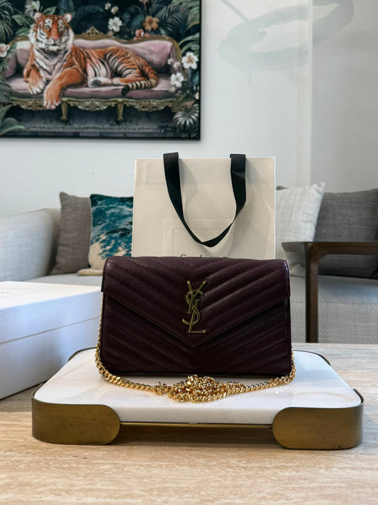 YSL Cassandre Wallet on Chain — Maroon