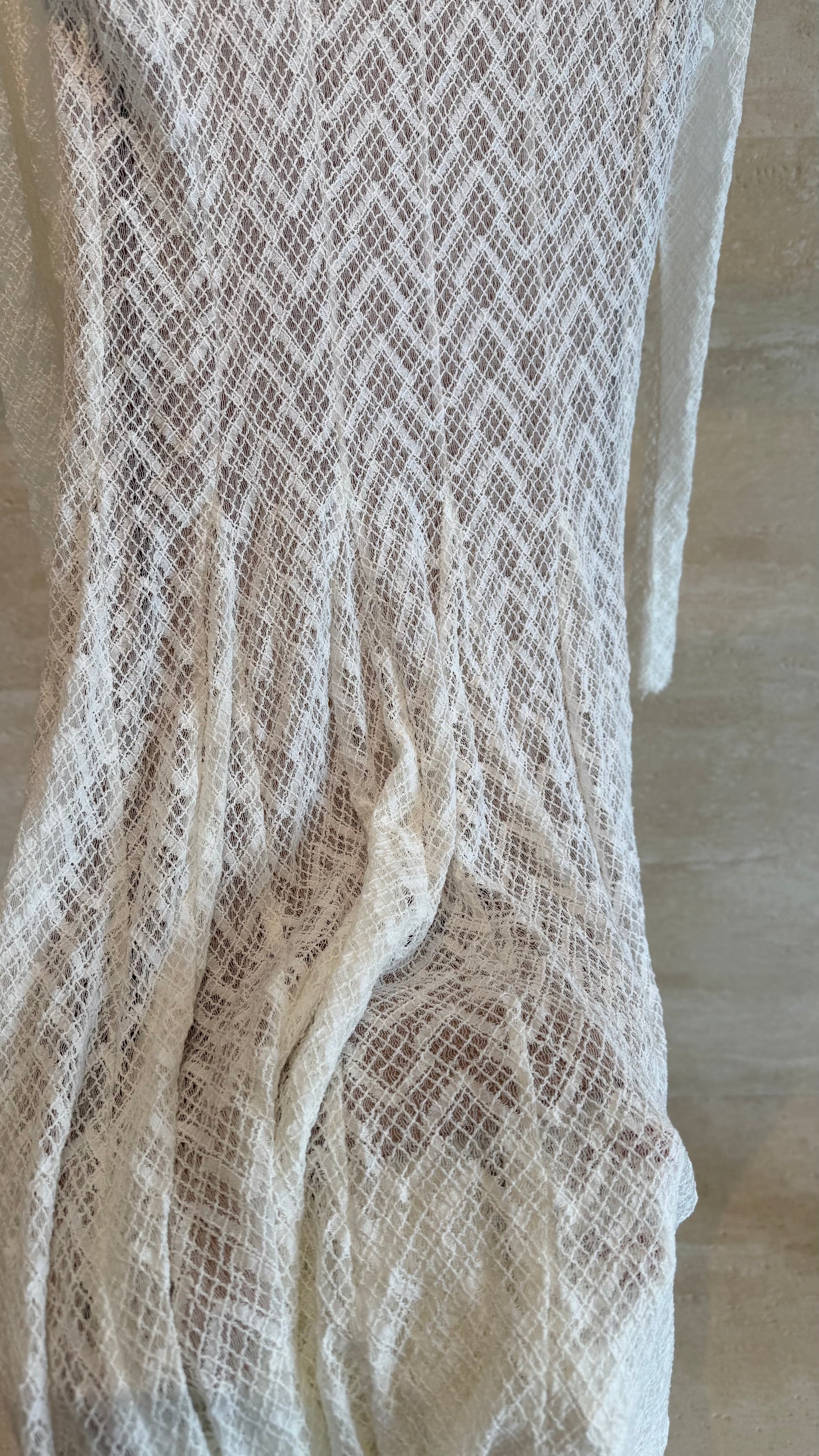 Alaïa Chevron Lace Maxi Dress — White