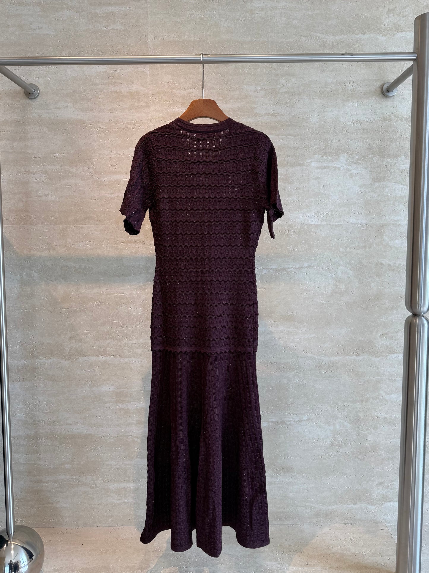 Sandro Paris Crochet-Knit Maxi Dress — Plum