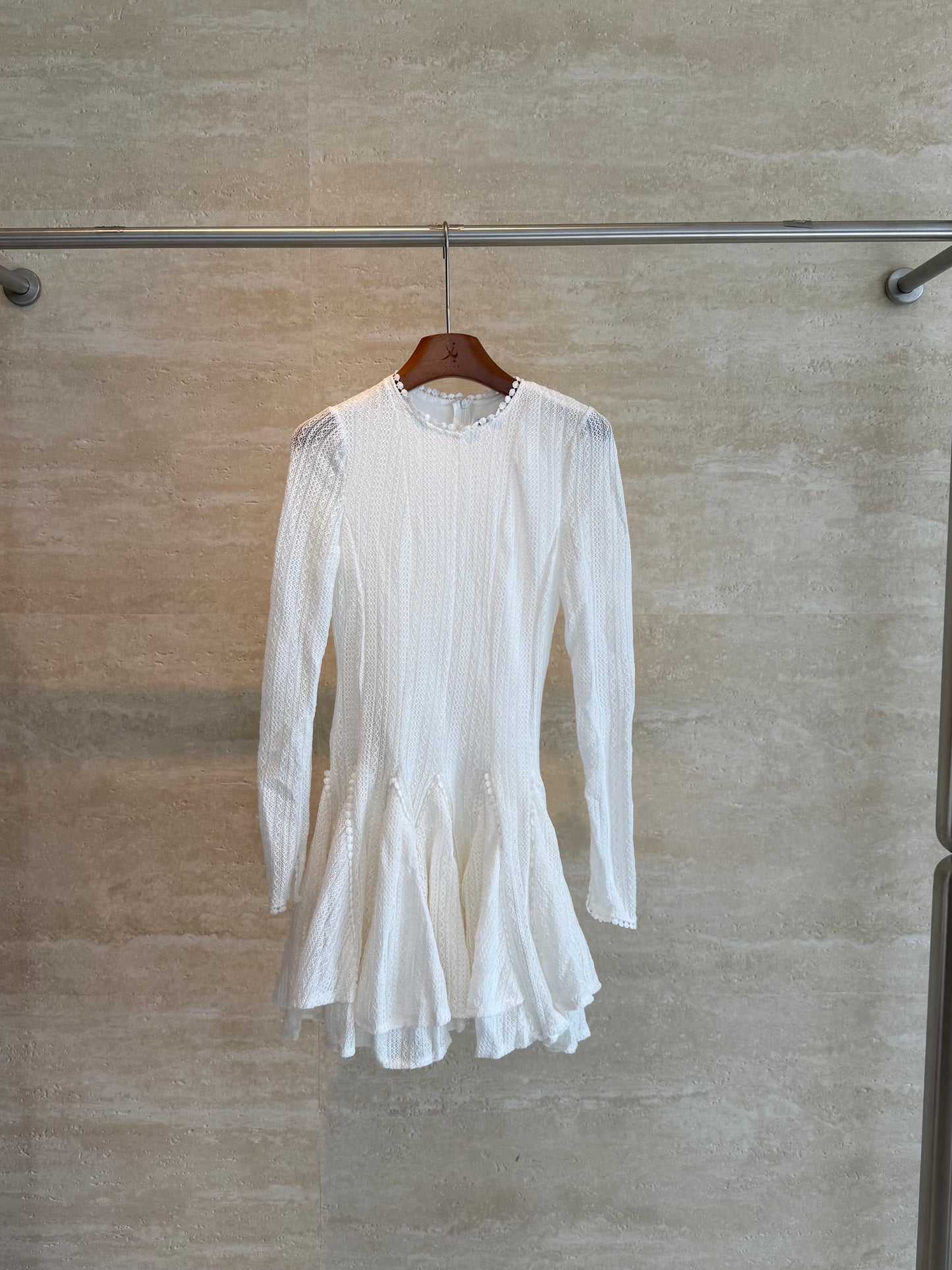 Alaïa Pom-Pom Trim Lace Mini Dress