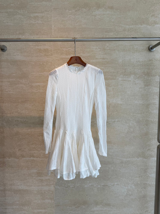 Alaïa Pom-Pom Trim Lace Mini Dress