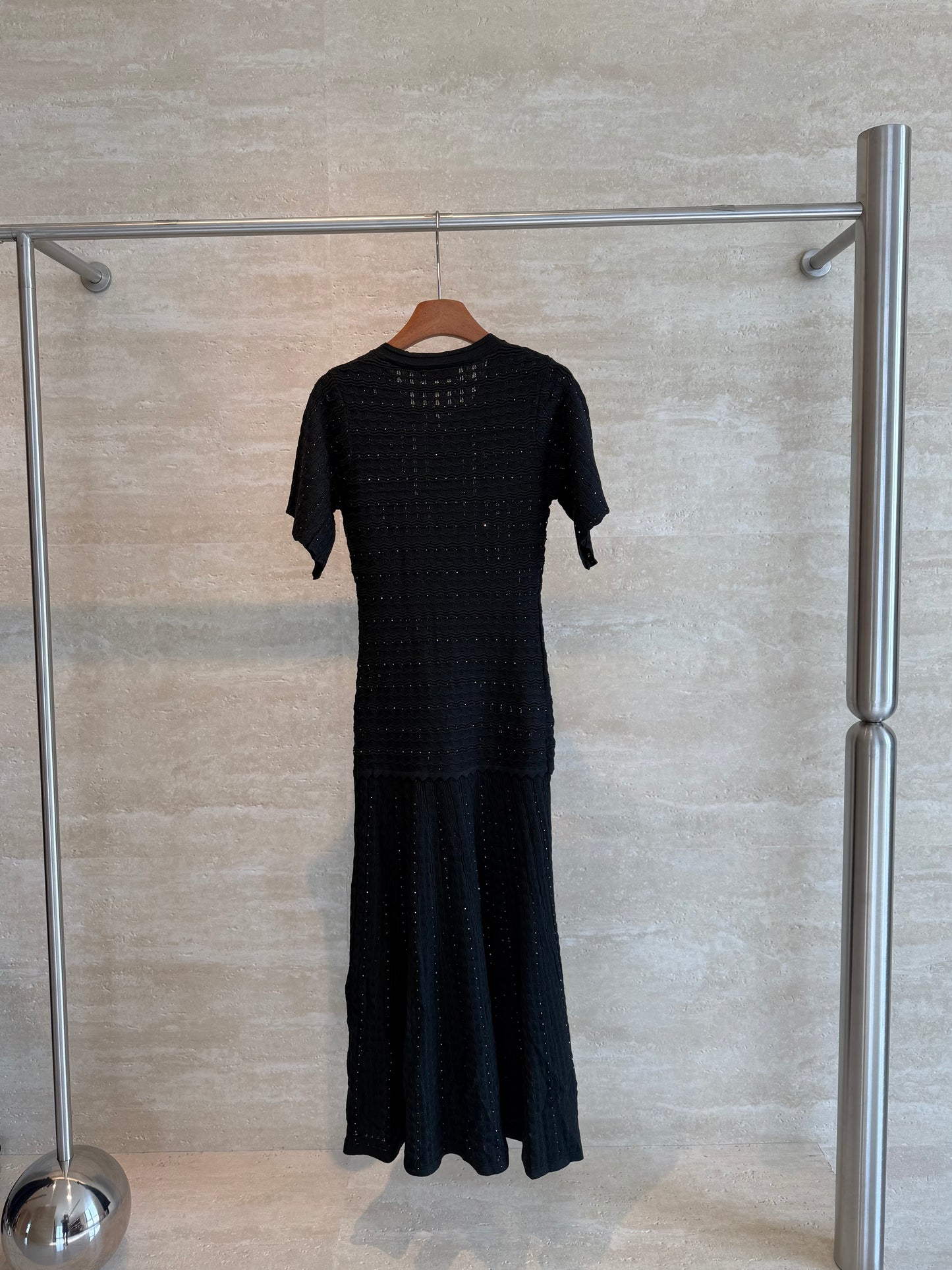 Sandro Paris Crochet-Knit Maxi Dress — Black