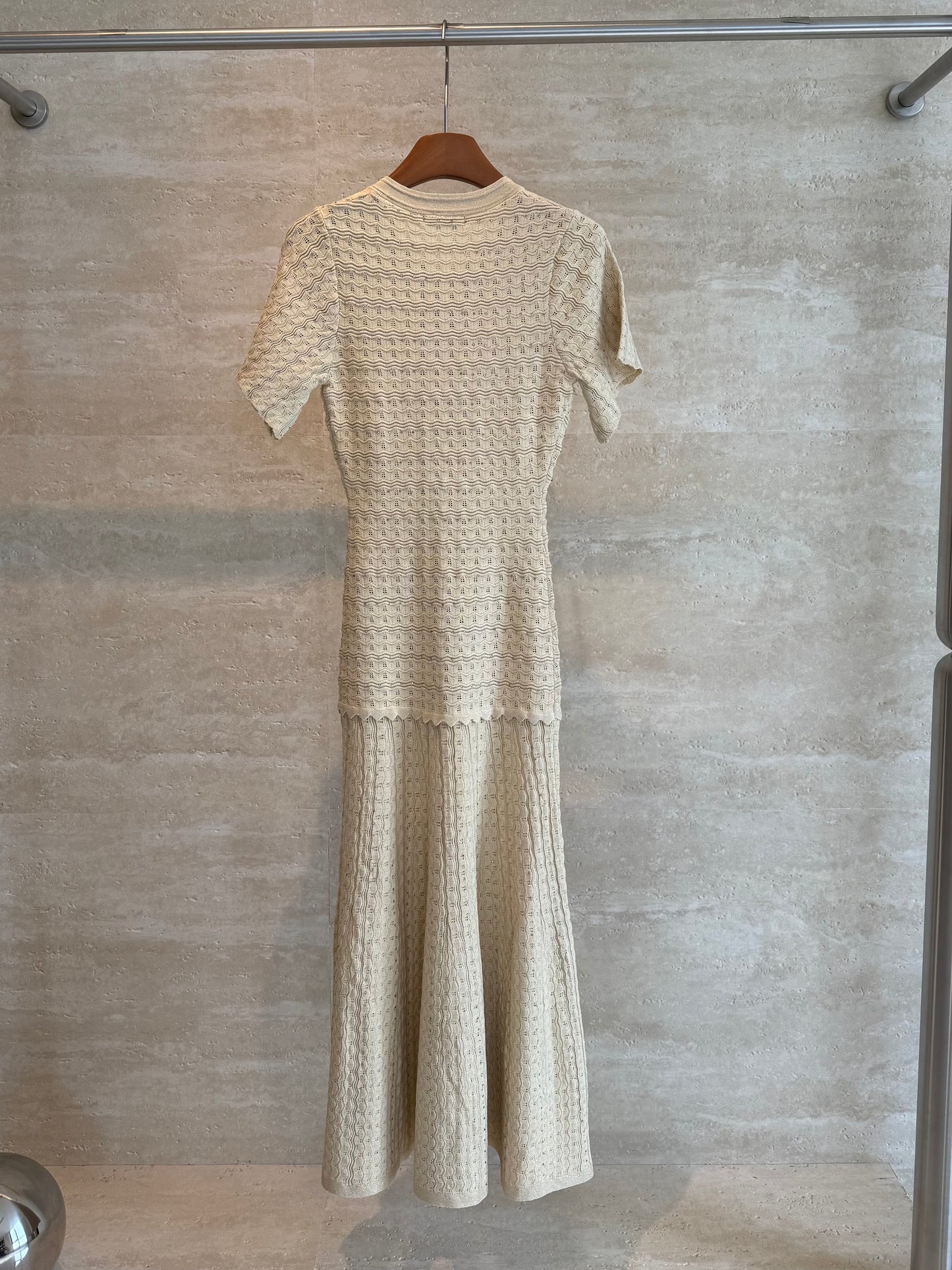 Sandro Paris Crochet-Knit Maxi Dress — Cream