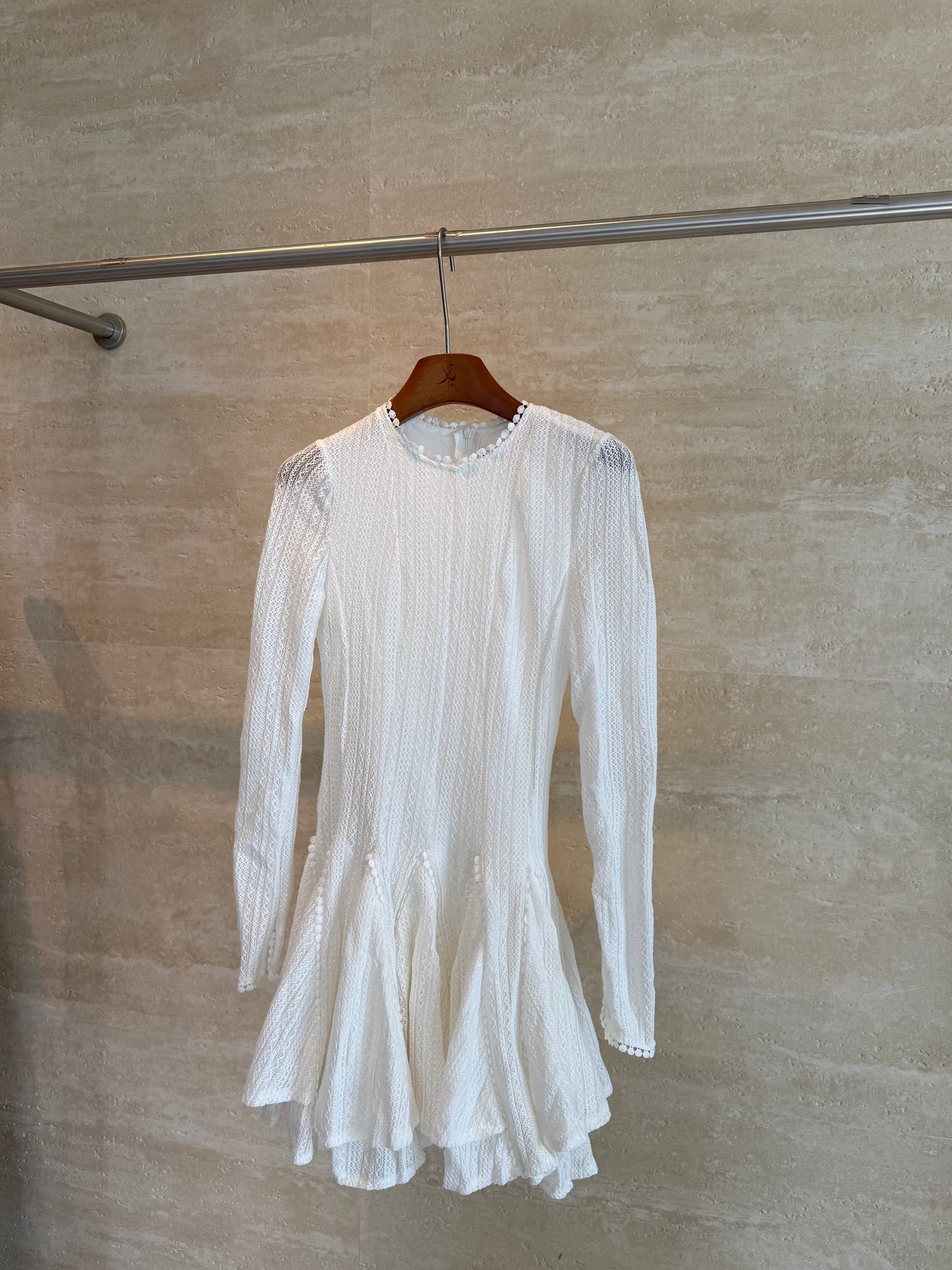 Alaïa Pom-Pom Trim Lace Mini Dress