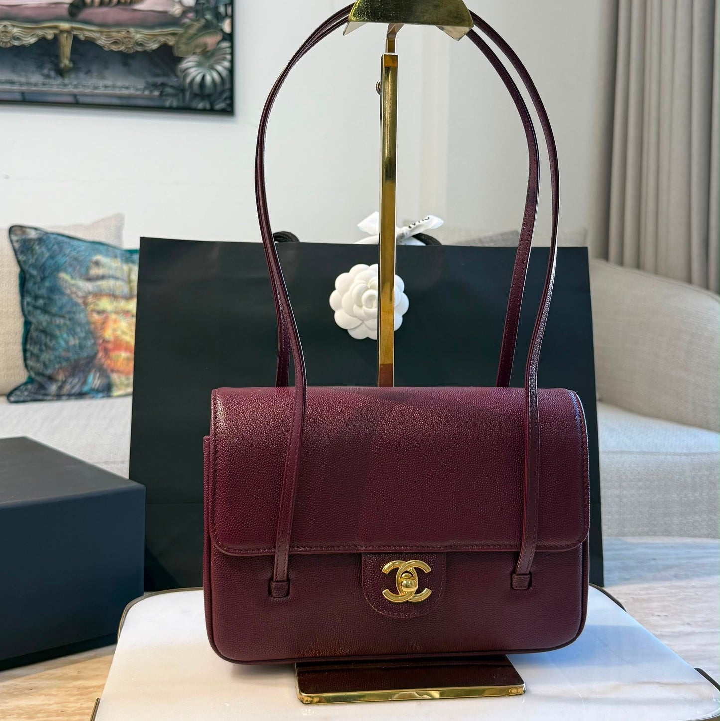 Small Preppy Flap Bag Maroon