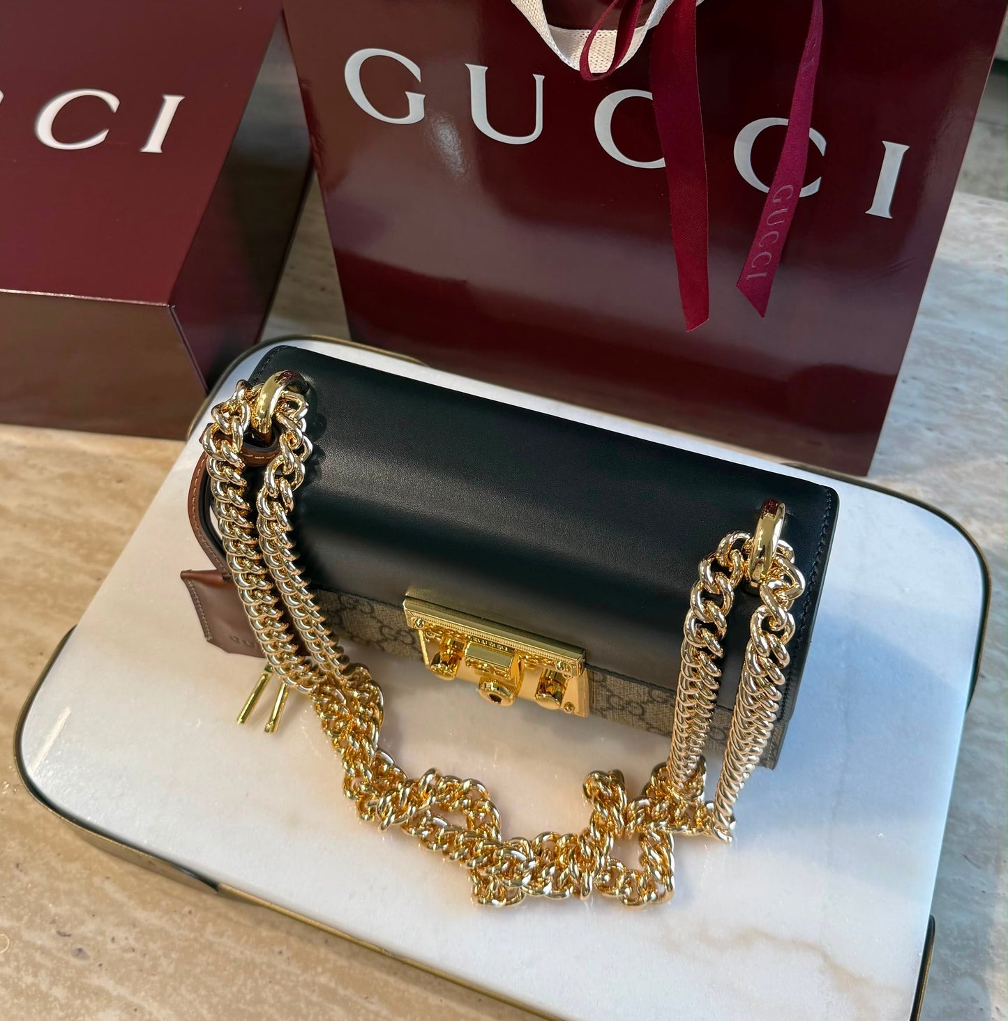 GG Monogram Padlock Mini Bag